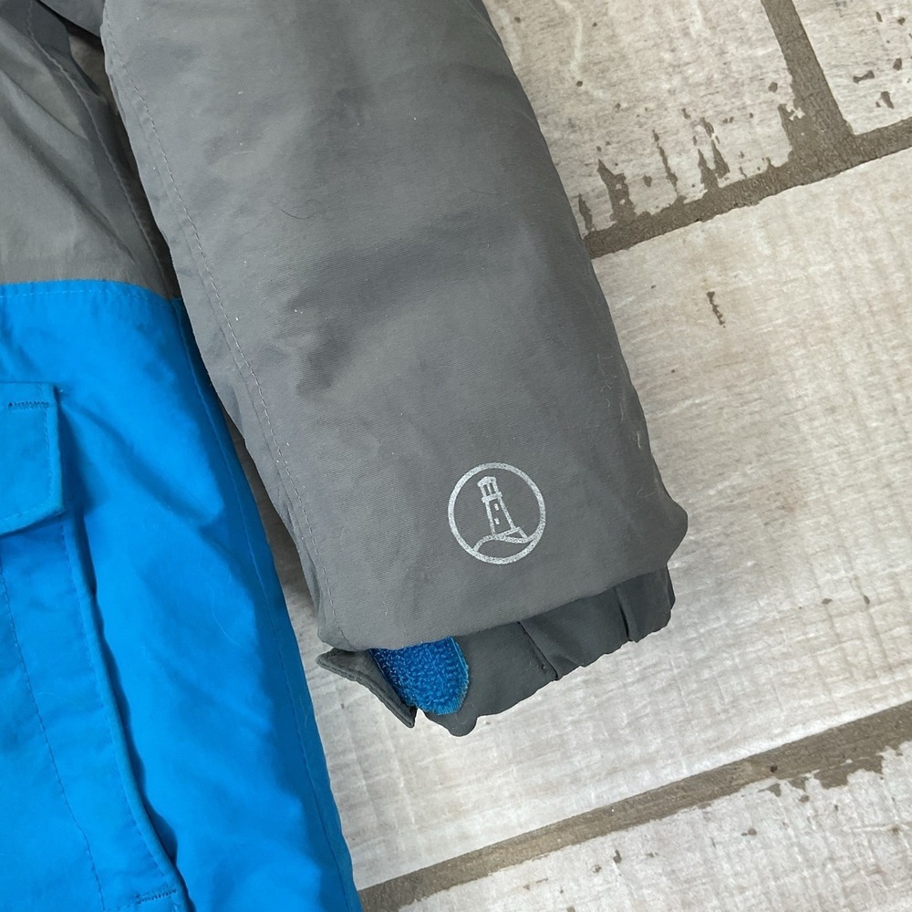 Lands' End Insulated Squall Hooded Winter Coat Jacket Kids Large Blue Gray - Picture 2 of 7